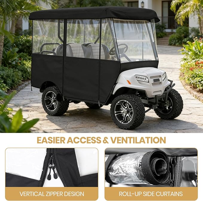 Leader Accessories Deluxe 4-Person Golf Cart Cover Storage Driving Enclosure Fit EZ Go, Club Car, Yamaha Cart