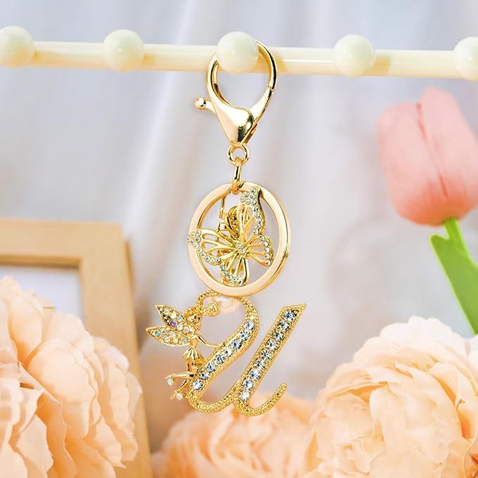 Initial Keychain Bag Charm Women Purse Charms for Handbags Accessories Charm for Wallet Butterfly Pendant for Girls