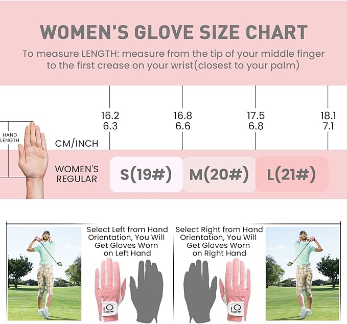 FINGER TEN Womens Golf Glove Right Handed Golfer Left Hand 1 Pack Golf Gloves Rain Grip Hot Wet All Weather Mesh for Women Girls Ladies Small Medium Large