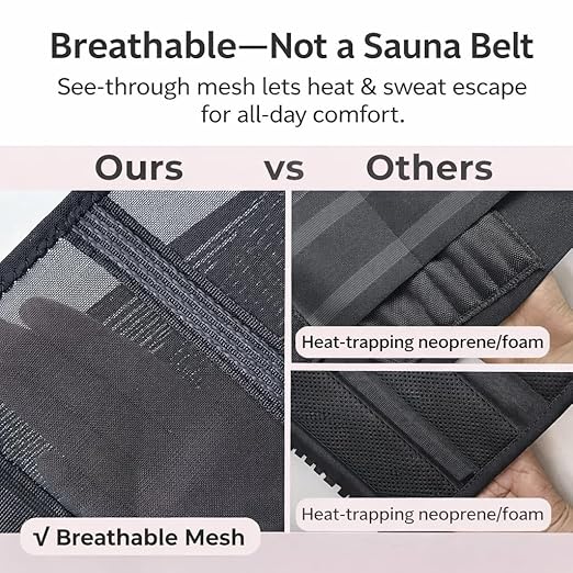 Ultra Breathable & Thin Back Brace for Lower Back Pain – Lightweight, Adjustable Back Brace Belt for Women and Men | Comfortable Lumbar Compression Brace for Sciatica, Scoliosis, Wear Under Clothing