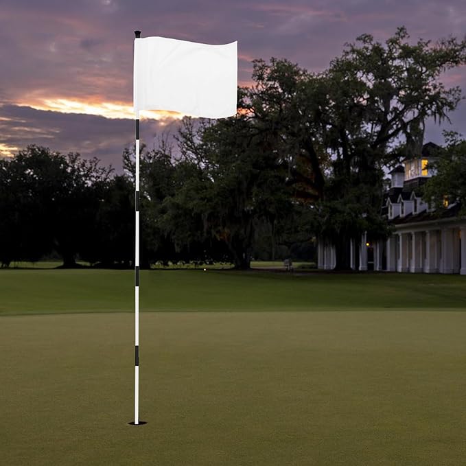 KINGTOP Golf Flag 20x14 Inch - Plain White, 420D Nylon, Tube Inserted - Standard Putting Green Flags for Backyard Practice, Golf Courses, Country Club, 1-Pack