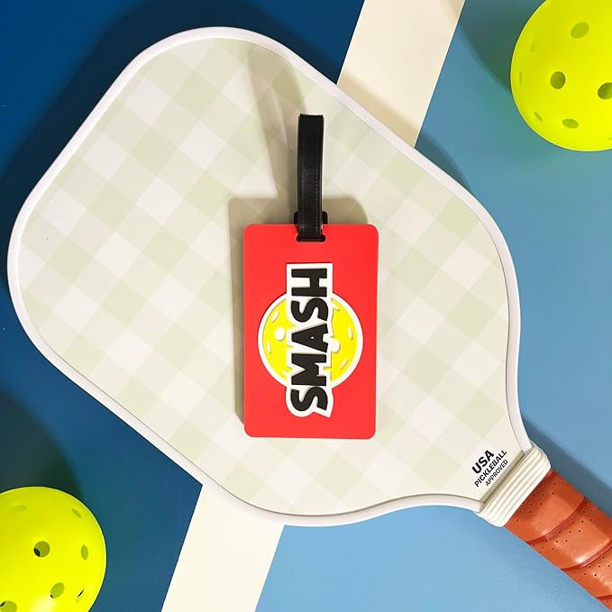 Pickleball Bag Tag – Smash Design, Flexible & Waterproof Silicone Luggage Tag, Secure Strap for Bag Identification, Great Pickleball Gift for Players & Enthusiasts