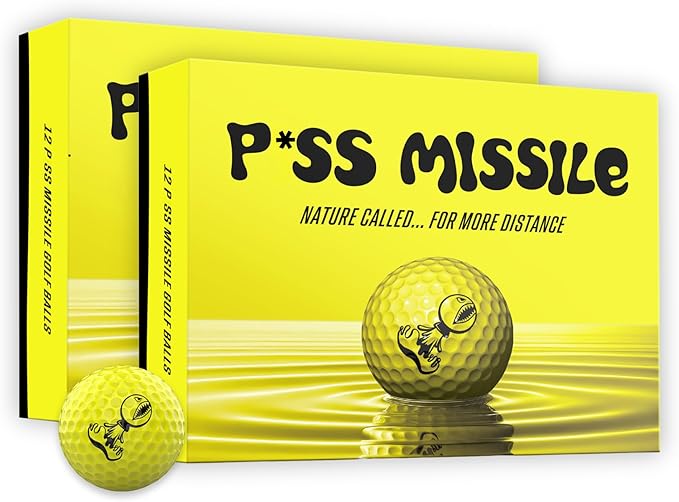 P*ss Missile Distance Golf Balls - 4-Piece Design, Surlyn Cover, High Compression Core - Lower Spin, Better Trajectory for Longer, Straighter Shots