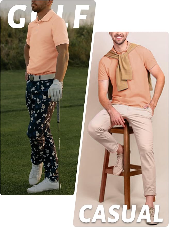 TACVASEN Mens Golf Shirt Dry Fit Mens Polo Shirts Short Sleeve Performance Golf Polos for Men with Collar Work Shirts