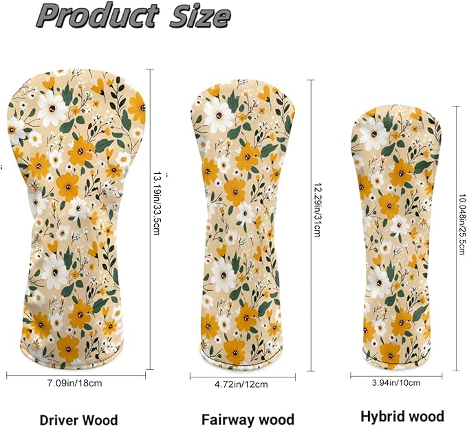 Golf Club Head Covers for Club Protective, Waterproof PU Leather Driver Fairway Wood Hybrid Head Cover