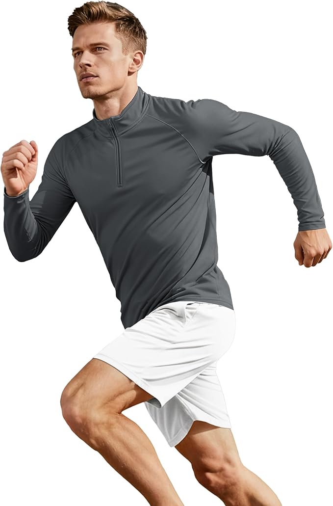Boladeci Men's UPF 50+ Sun Shirts 1/4 Zip Long Sleeve SPF UV Protection Lightweight Quick Dry Quarter Zip Golf Shirts