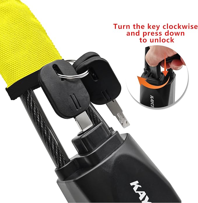 KAYCENTOP Car Steering Wheel Lock, Seat Belt Lock, Anti-Theft Device, Max 17 Inch Length, Small and Light-Weight, Multi-Functional, Fit Most Vehicle, SUV, Golf Cart Security (Yellow)