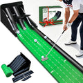 Crestgolf Golf Putting Mat, Automatic Ball Return with 4 Unique Flipping Tracks & 2-Player Mode, Professional Non-Slip Practice Putting Green Mat for Indoor Golf Training, Improve Putting Skills