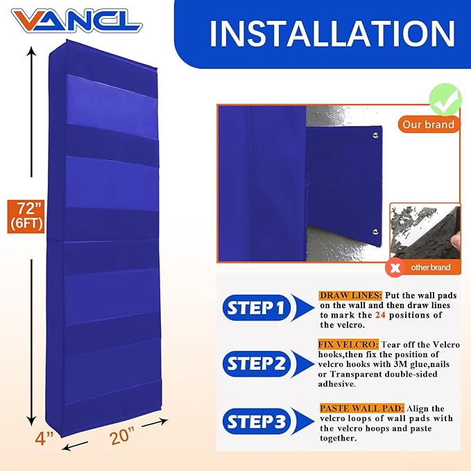 Gym Padding Wall Pads for Gym Wall Mats Basketball Wall Padding 2" Thick Foam Gym Wall Pad for Kids Wall Pad Protection, Waterproof Durable Wall Pads for Safety Colorful Wall Pad
