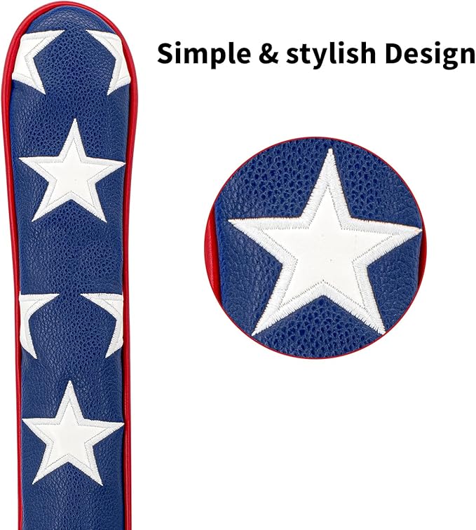 Golf Alignment Stick Cover Premium Leather Perfect Cover for Alignment Sticks Classic USA Design Alignment Sticks Holder Golf Club Protector Holds 2 Sticks.