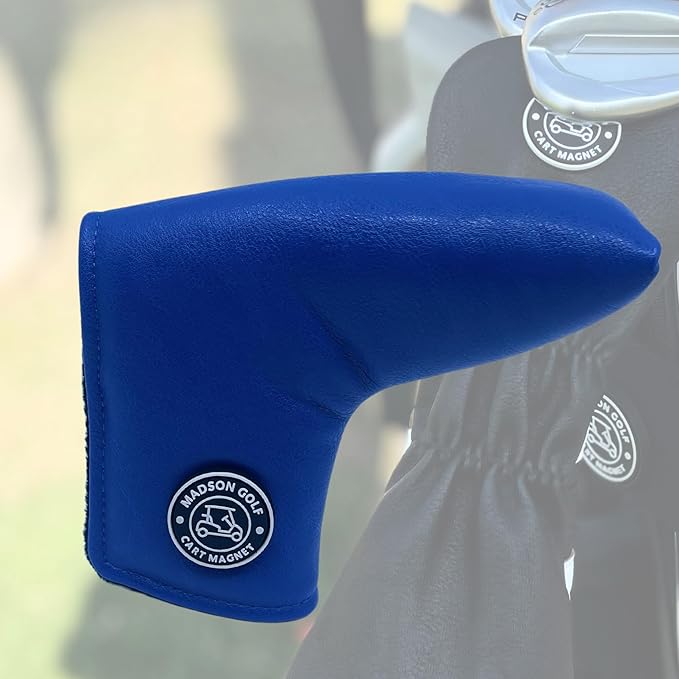 Classic Blade and Mallet Putter Headcovers with Madson Golf Cart Magnet for Secure Positioning and Quick Access, Protective PU Leather Head Covers, Magnetic Golf Accessories