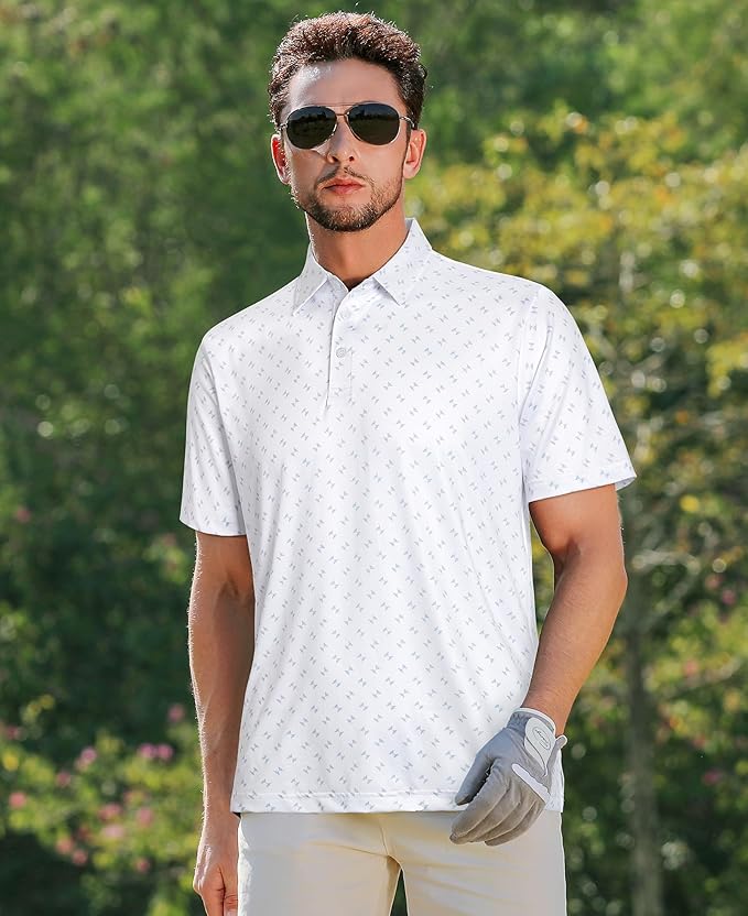 zeetoo Men's Polo Shirts Hawaiian Golf Polos Shirts Short Sleeve Performance Moisture Wicking Mens Golf Shirts