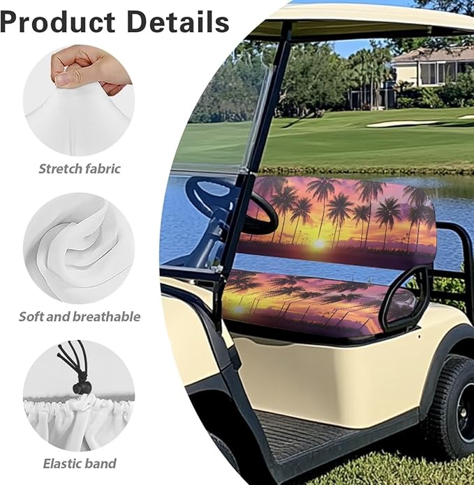 Fashion Print Golf Cart Seat Covers 2 Passenger Golf Cart Backrest Cover Golf Cart Seat Towel Gift for Friends