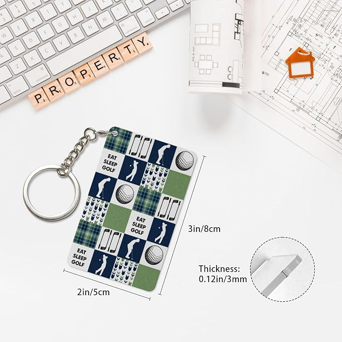 Keychain - Rectangular Acrylic Keychain Daily Key Ring Car Key Fob Holder 2X3 Inch