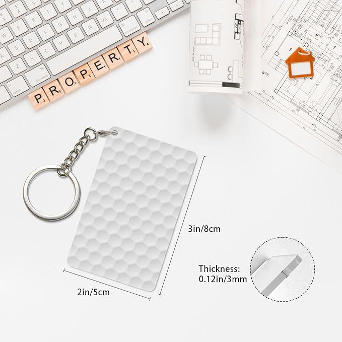 Astronaut Playing Golf Keychains Rectangular Acrylic Keychain Daily Key Ring Car Key Fob Holder 2X3 Inch