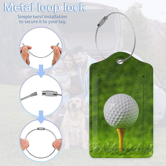 Luggage Tags for Suitcase,2 Pack Golf Ball Luggage Tag with Privacy Flap,Name ID Label and Metal Loop for Women Men Teens Travel