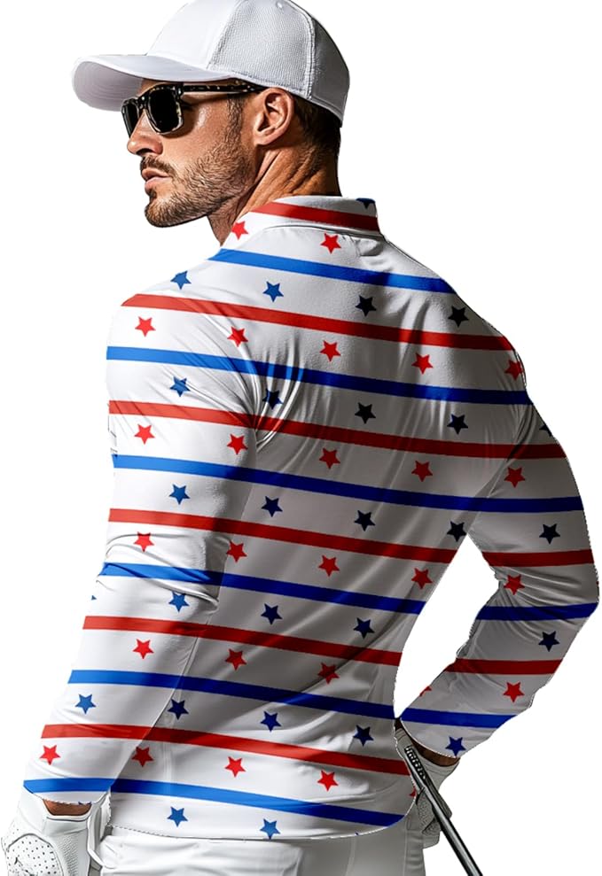 Men's Long Sleeve Golf Shirt Quick Dry 3 Button Work Fishing Outdoor Casual Collar Shirt