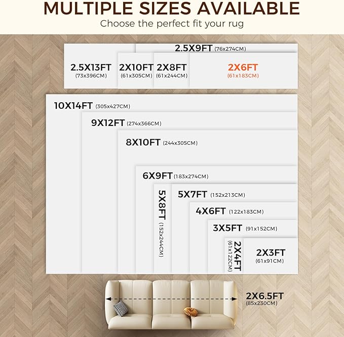BAGAIL BASICS 2 x 6 FT Rug Pad Gripper for Hardwood Floors, Non Slip Rug Pads for Area Rugs, Extra Thick Under Rug Padding, Protect Your Rugs & Floors