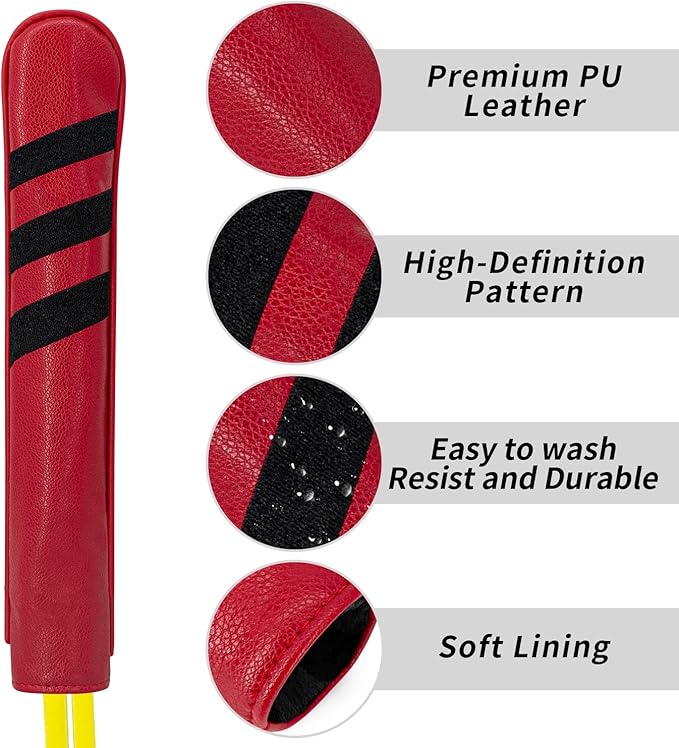 Golf Alignment Stick Cover Premium Leather Perfect Cover for Alignment Sticks Classic USA Design Alignment Sticks Holder Golf Club Protector Holds 2 Sticks.