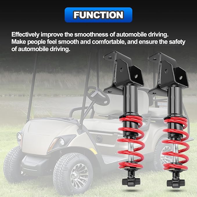 Front Golf Cart Shock Absorbers Heavy Duty with Springs Compatible with 2007-2016 Yamaha Drive G29 Gas & Electric Golf Carts Passenger and Driver Side Replace# JW2-F3390-00-00 JW2-F3350-00（RED）