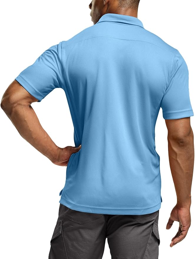 CQR Men's Polo Shirts, Tactical Short Sleeve Golf Performance Shirts, Lightweight Dry Fit UPF 50+ Pique
