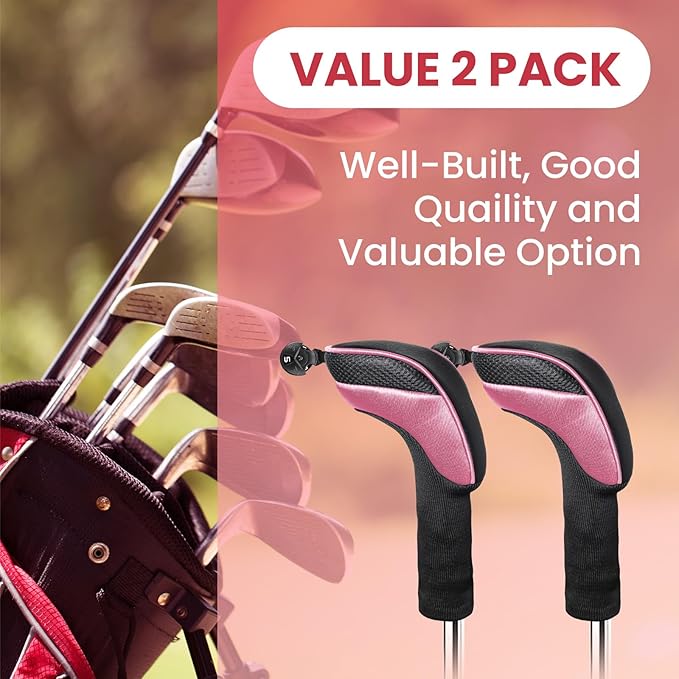 FINGER TEN Golf Club Head Covers for Hybrids Long Headcover Interchangeable Accessories for Ultimate Club Protection