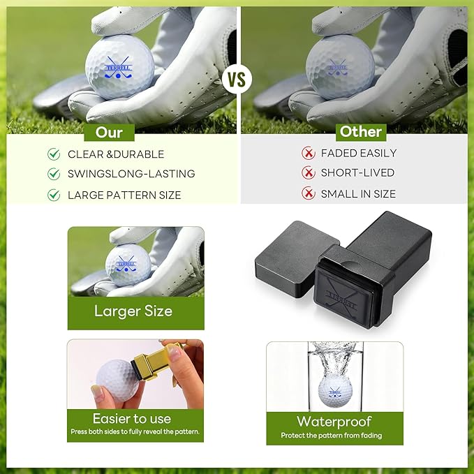 Personalized Golf Ball Stamp, Fast-Dry & Waterproof Ink Golf Ball Marker Stamp, Custom Self-Inking Golf Ball Marking Tool Gift for Men Golfers Dad