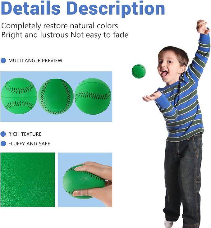 Soft Baseballs, Foam Training Baseball 12 Pack for Kids Regulation Size Foam Baseballs for Soft & Safe Throwing, Catching and Batting Practice