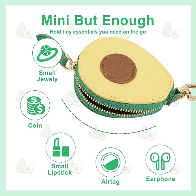 XSUIOY Orange Fruit Coin Purse Keychain Bag Charm, Mini Leather Coin Purse & Pouch Airtag Holder Keychain, Kawaii Bag Charms for Handbag, Tote, Keys, Airtag, Gifts for Girls & Women