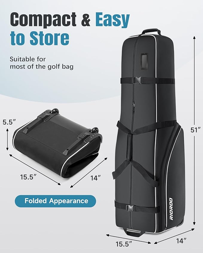 Golf Travel Bags for Airlines with Wheels, Soft-Sided 900D Oxford Cover, Padded Club Protection, Universal Fit Golf Gifts for Men and Women