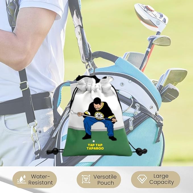 Artpreti Funny Golf Valuables Pouch,Golf Pouch Bag with Drawstrings Golf Tee Bag Pouch Leather Tee Ball Bag for Men Women - Tap Tap Taparoo