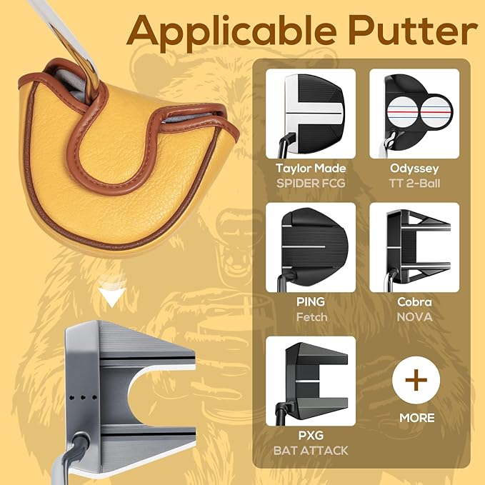 Golf Club Head Cover Golf Head Cover Driver Headcover Fairway Wood Headcover Hybrid Club Head Cover Golf Blade Mallet Putter Cover Beer Bear