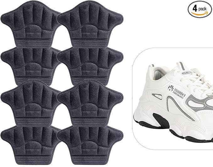Heel Grips Inserts,Heel Gripsfor Loose Shoes,Too Big Boots, Reusable Heel Guards Liners for All People,Self-Adhesive Heel Protector Pads (4 Gray)