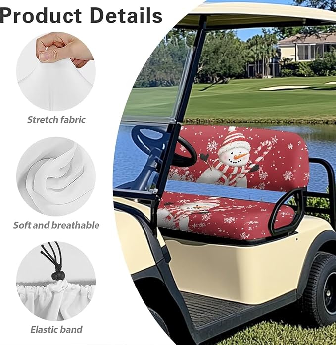 Golf Cart Seat Covers, Universal Fit & Nonskid Bottom Fits for Club Car 2 Person Seats Golf Carts