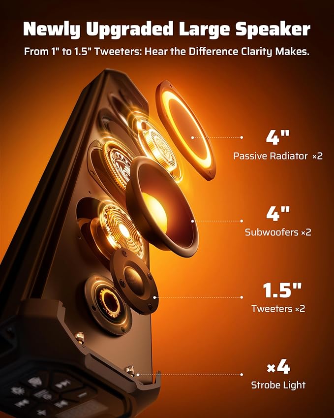 Ehaho 26 Inch 6 Speaker UTV Sound Bar, Bluetooth Golf Cart Speakers [Color Changing RGB & Strobe Light] IP66 Waterproof ATV Speaker System, SXS SoundBar Compatible with Polaris RZR CFmoto Can-Am