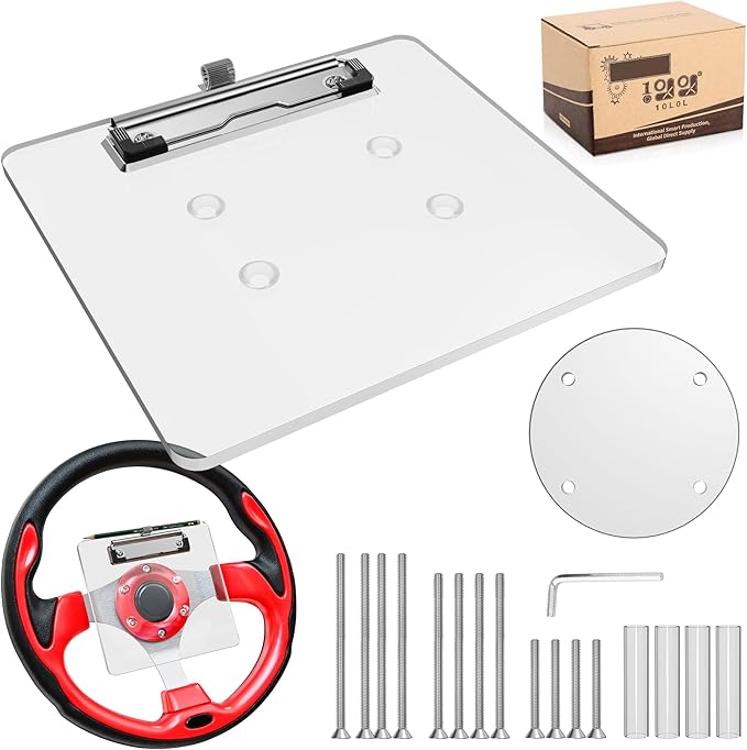 10L0L Golf Cart Steering Wheel Scorecard Holder with Pencil Holder Fit Yamaha,Club Car, EZGO - Upgrade Anti Drop Clip