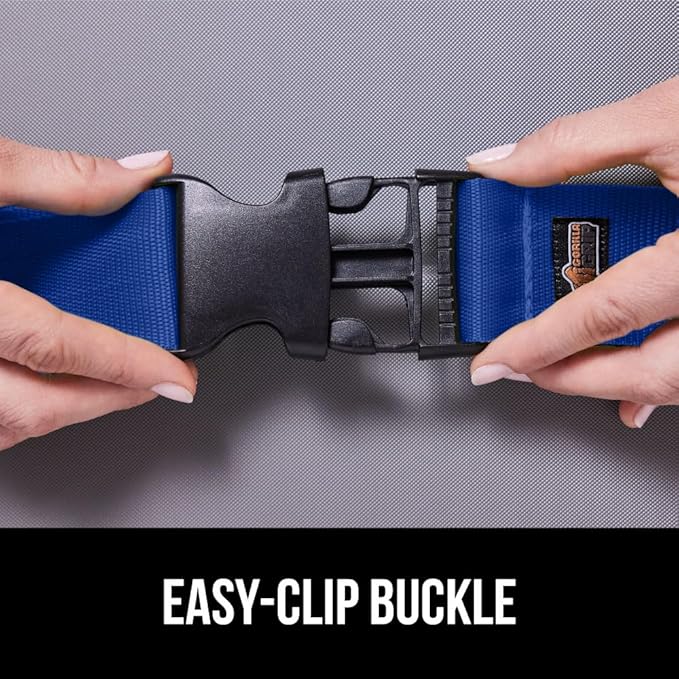 GORILLA GRIP Heavy Duty Adjustable Luggage Straps for Suitcases, Easy to Identify Travel Belt Connector Holds Suitcase Together, Extends Life of Bag, Strap Connects Two Bags, Accessories 2 Pack Blue
