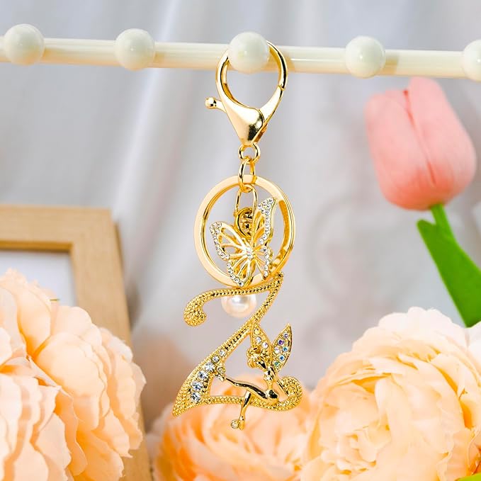 Initial Keychain Bag Charm Women Purse Charms for Handbags Accessories Charm for Wallet Butterfly Pendant for Girls