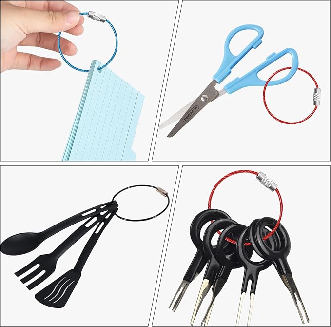 20pcs Stainless Steel Wire Keychains Aircraft Cable Cable Key Ring for Hanging ID Tags or Luggage Tags,6.3 inch 2mm Multicolour