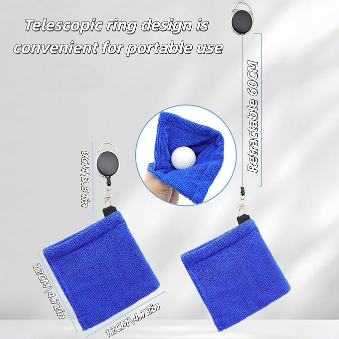 Golf Club Cleaner Bag with Towel Removable Golf Ball Washer Retractable Towel Golf Gifts for Men Women Golfers