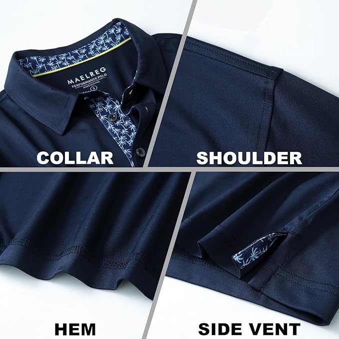 Mens Polo Shirts Short and Long Sleeve Casual Solid Stylish Dry Fit Performance Designed Collared Golf Polo Shirts for Men
