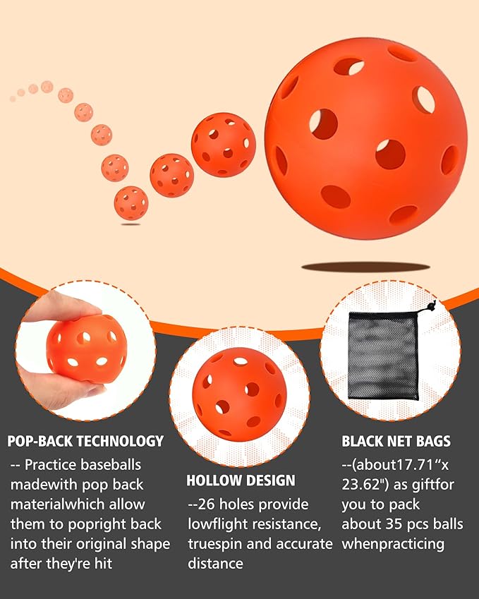 35 Pack Practice Golf Balls Limited Flight Plastic Golf Balls 42mm Practice Golf Balls for Backyard Golf Training Balls for Swing Practice, Airflow Hollow (Multiple Colors)