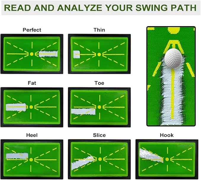 Golf Mats Practice Indoor, Hitting Swing Path Feedback with Non-Slip Rubber Backing, Training Accessories