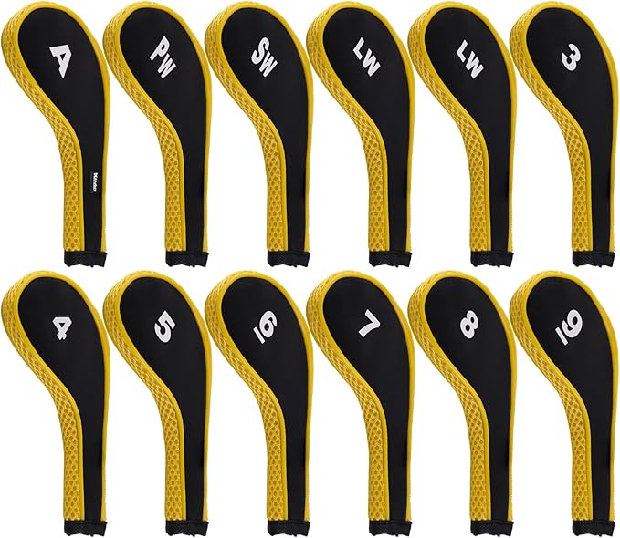 Andux Number Print Golf Iron Club Head Covers Long Neck with Zipper 12pcs/Set