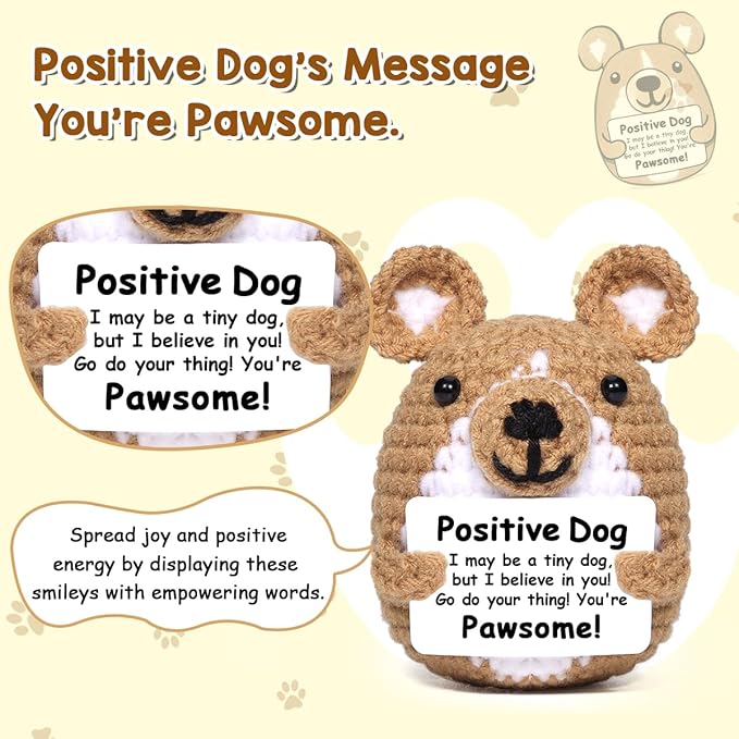 AICase Inspirational Crochet Positive Dog Animals, Emotional Support Nuggets Dog Mom Gifts for Women Men Dad Corgi Lovers Best Friends Birthday Christmas Easter Funny Small Unique Cute Themed Decor