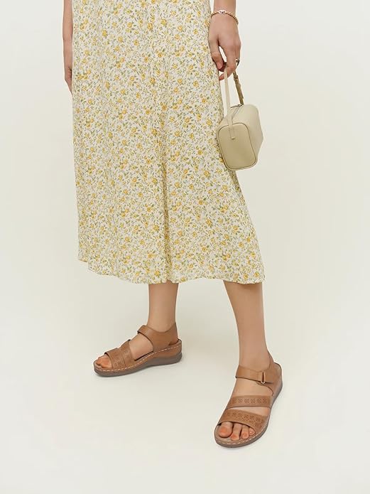 SHIBEVER Women's Wedge Sandals Platform: Comfortable Dressy Arch Support Ankle Strap - Summer Open Toe Women Sandals