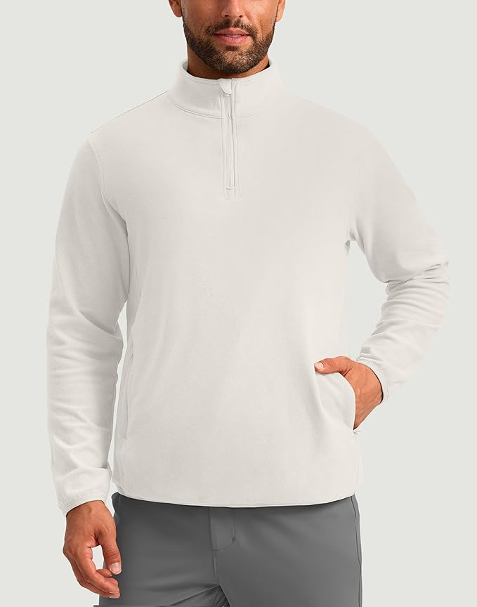 G Gradual Mens Quarter Zip Pullover Fleece with 2 Zipper Pockets Long Sleeve Golf Shirt Winter Athletic Sweater Lightweight