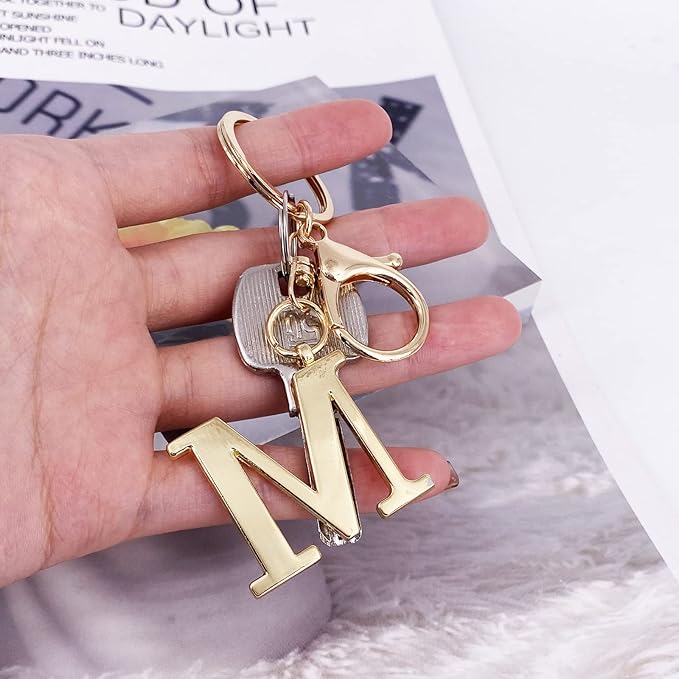LAXPICOL Gold Letter A-Z Keychain for Women Bag Charms Purse Charms For Handbags Metal Alphabet Initial Letter Keychain