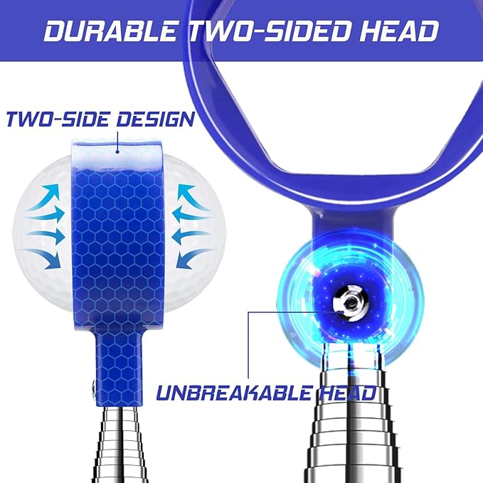 Golf Ball Retriever Telescopic 9FT – Stainless Steel Shaft, Unbreakable Nylon Head Retriever for Water, Golf Accessories & Ideal Gift for Men
