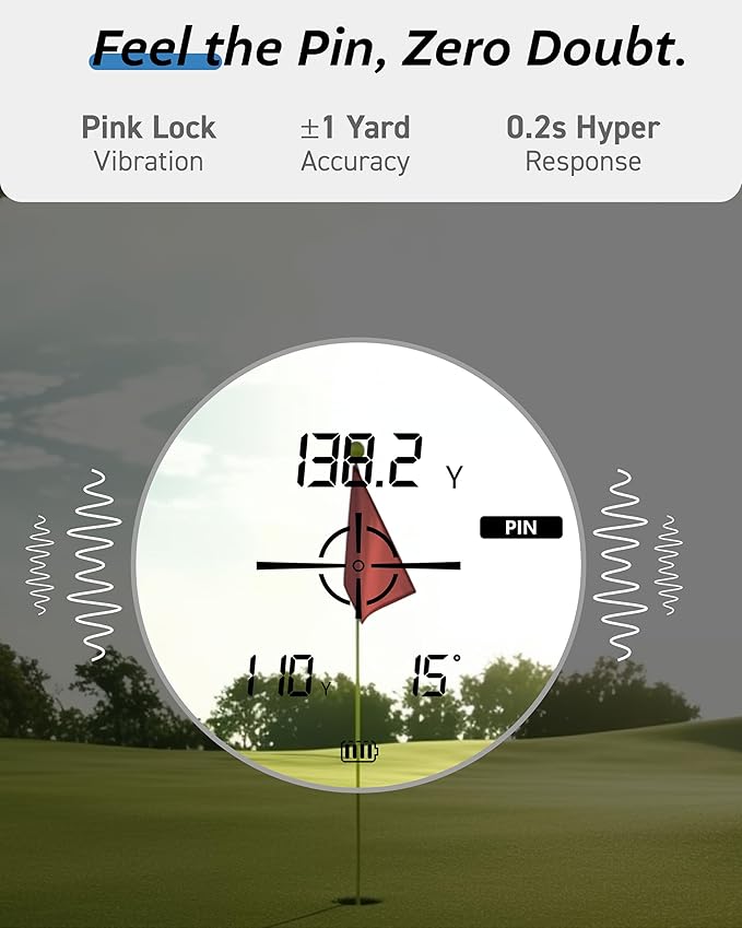 Golf Range Finder with Slope & Triangulation, 1300Yard Rangefinder, 5.3oz Compact, Lightweight, 0.2s Flag Lock Vibration, Magnetic Mount, USB-C Rechargeable, 6X Magnification, Waterproof IPX54